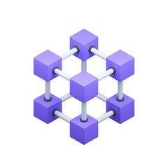 Block Chain 3d rendering icon. Isolated on white.