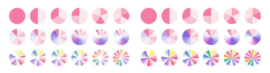 Pie chart set. Colorful diagram. Vector illustration.