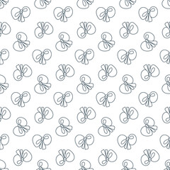 Bow line art on white background seamless pattern, Festive knotted bow