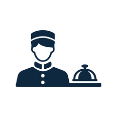 Bellboy, concierge, reception icon. Editable vector logo. - obrazy, fototapety, plakaty