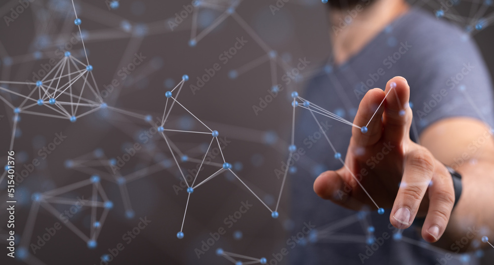 Wall mural communication network digital group connect