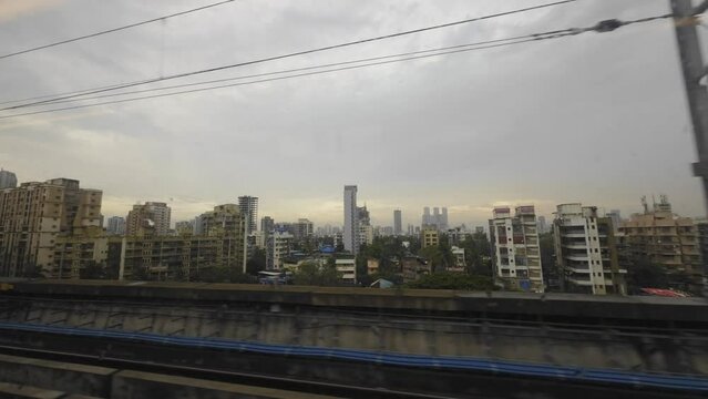 metro city view Mumbai metro MMRDA India metropolitan cityscape rainy day monsoon