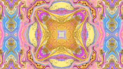 Abstract multicolored fractal neon kaleidoscope background.