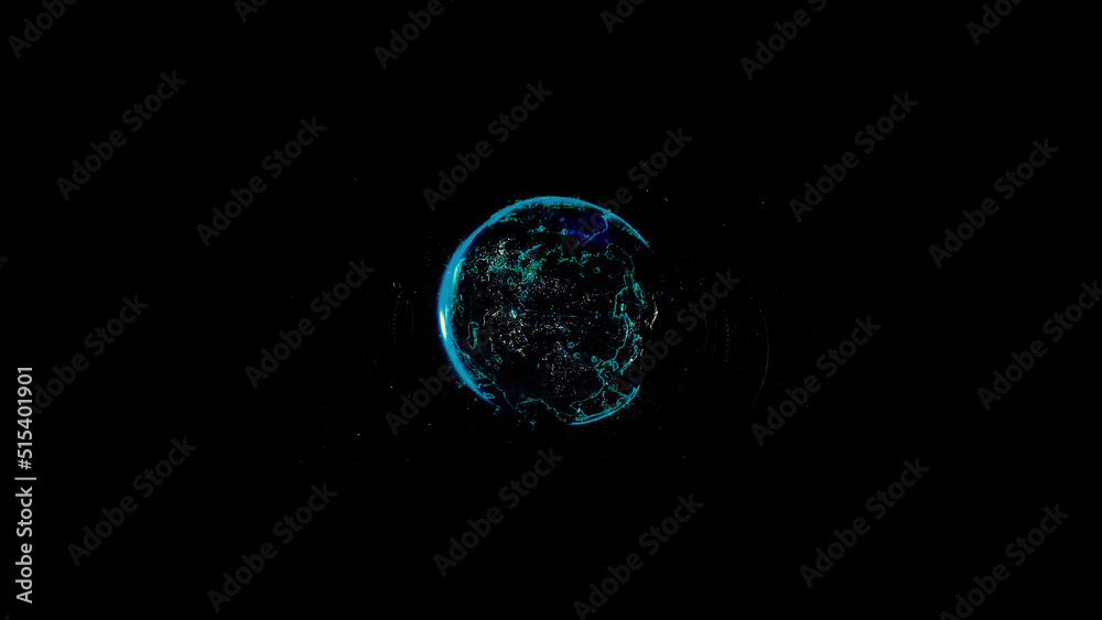 Poster abstract globe with connected dots wireless communication network on space. abstract network globe w