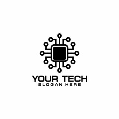 Technology Logo Template Design Vector, Emblem, Design Concept, Creative Symbol or Icon