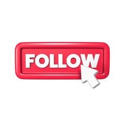 Stylized 3D Follow Button Illustration with Square Background