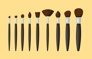 Set of Make Up Brushes Isolated. Vector illustration