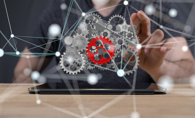 gear Futuristic in Industry 4.0 and business virtual diagram