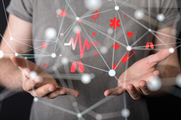 digital medical futuristic interface 3D rendering