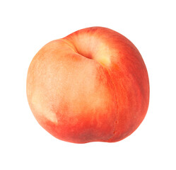 One peach is brightly isolated on a white background.