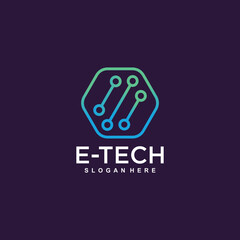 Technology logo  computer and data related business  hi-tech and innovative