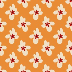 Garden flower, plants, botanical, seamless vector design for fashion, fabric, wallpaper and all prints on yellow background. Nice flower pattern.
