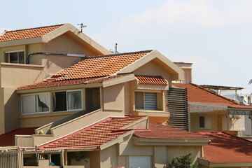 Red tiled roof on a residential building in Israel