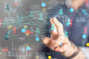 Global network. Blockchain. 3D illustration. Neural networks and artificial intelligence. Abstract