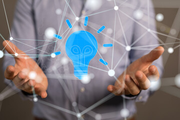 Neural network 3D illustration. Big data and cybersecurity