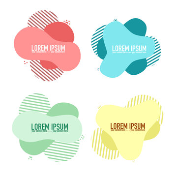 Set of Abstract vector banners. Geometric liquid forms. Dynamic fluid vector banners shapes. Various colors modern template. Isolated on white background.