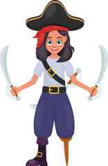 Pirate little girl clipart design illustration