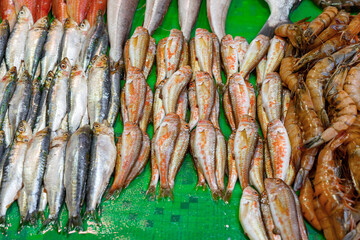 Market stall selling seafood delicacies in Istanbul
