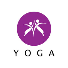 logo design of people doing yoga symbol icon illustration vector