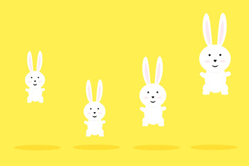 cute rabbit on a yellow background
