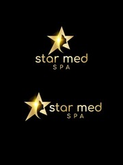 Luxury logo star med for SPA with beautiful girl face silhouette