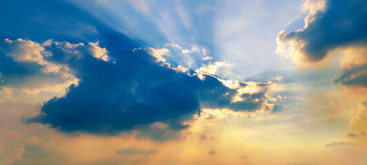 Naklejka na ściany i meble Sky wallpaper, sky photo, Blue color sky clear view background with cloud behind the Sun