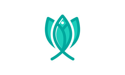 Fish and Leaf Bright Modern Logo Identity Brand Icon Symbol and Button Concept Set Template Vector