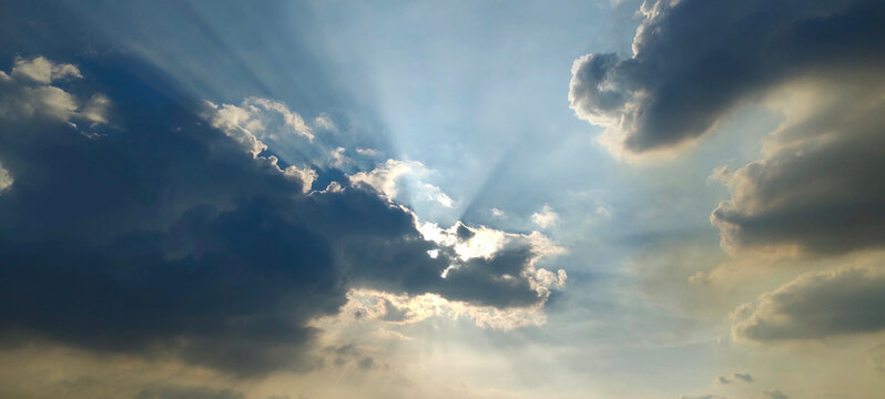 Blue color sky clear view background with cloud behind the Sun (3)