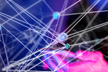 Global network. Blockchain. 3D illustration. Neural networks and artificial intelligence. Abstract
