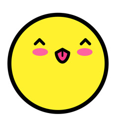 Flat kawaii emoji face. Cute funny cartoon character. Simple line art expressions web icon. Emoticon sticker. Vector graphic illustration.