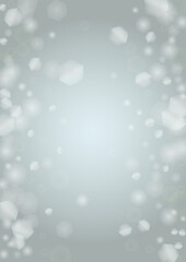 Vector Magical Glowing Background with Silver and Purple Falling Hexagon on Blue. Falling Snow. Glittery Confetti Frame. Christmas and New Year Design. Winter Sky. Summer Sunshine. Water Bokeh Splash.