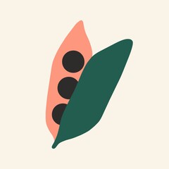 Peas icon. Linear color icon, contour, shape, outline isolated on white. Thin line. Modern design. Vector illustrations of vegetables.