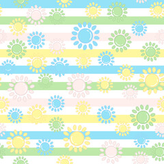 Sun seamless pattern on white background. Paper print design. Abstract retro vector illustration. Trendy textile, fabric, wrapping. Modern space decoration.
