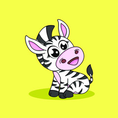 Cute baby zebra cartoon. vector icon illustration