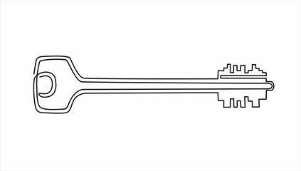 continuous line drawing of key