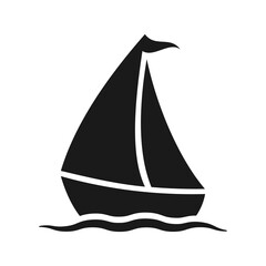 Boat and waves silhouette vector symbol