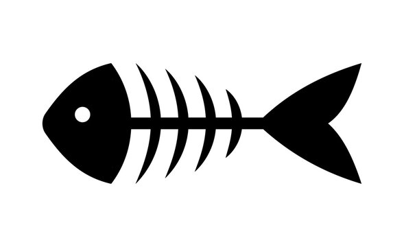Fish bone skeleton symbol silhouette vector