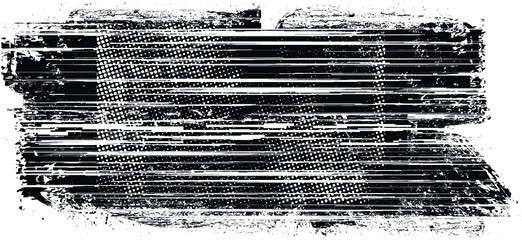 Glitch distorted grungy shape . Noised grange texture. Textured and glitched shapes .Grunge texture. Screen print and noise effect .Vector overlay background with a halftone dots screen print texture.