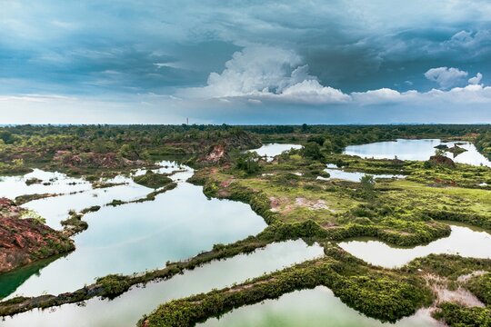 Beautiful view of the Frog Hills Tasek Gelugor in Kubang Semang, Malaysia