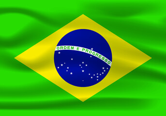 Fototapeta premium The Realistic National Flag of Brazil