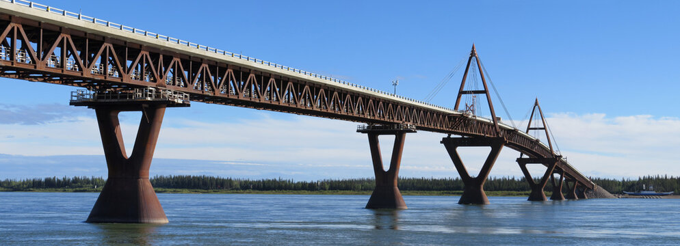 Deh Cho Bridge on Mackenzie River in Canadian Northwest Territories