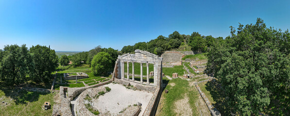 Fototapeta na wymiar Drone view at the roman archaeological park of Apollonia in