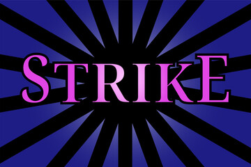Baseball concept, Animated text celebrating a strike, blue banner	