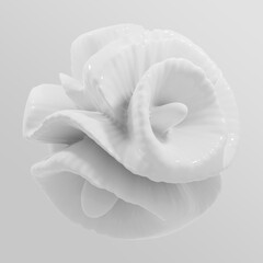 Pure white organic shape. 3D rendering abstract object. Clean shiny ceramic. Futuristic minimalism.