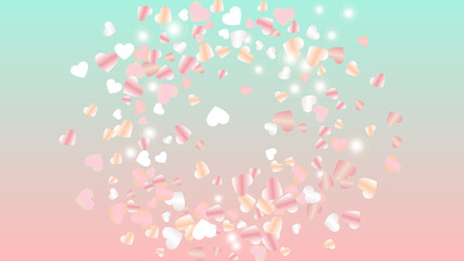 Obraz na płótnie Canvas Realistic Background with Confetti of Hearts Glitter Particles. St. Valentine Day. Celebration pattern. Light Spots. Explosion of Confetti. Glitter Vector Illustration. Design for Banner.