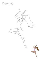 Simple Stroke Ballet Dancer Ballerina Silhouette Photo Drawing Skills For Kids A3/A4/A5 suitable format size. Print it by yourself at home and enjoy!