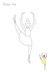 Simple Stroke Ballet Dancer Ballerina Silhouette Photo Drawing Skills For Kids A3/A4/A5 suitable format size. Print it by yourself at home and enjoy!