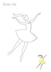 Simple Stroke Ballet Dancer Ballerina Silhouette Photo Drawing Skills For Kids A3/A4/A5 suitable format size. Print it by yourself at home and enjoy!