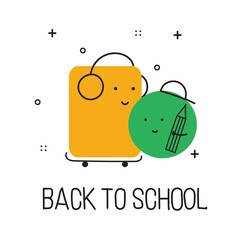 Back to school. Vector abstract geometric shapes illustration of students, schoolchildren for poster, background or cover. Back to school.