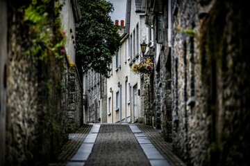 Kilkenny narrow alley with its beautiful architecture, Ireland - obrazy, fototapety, plakaty